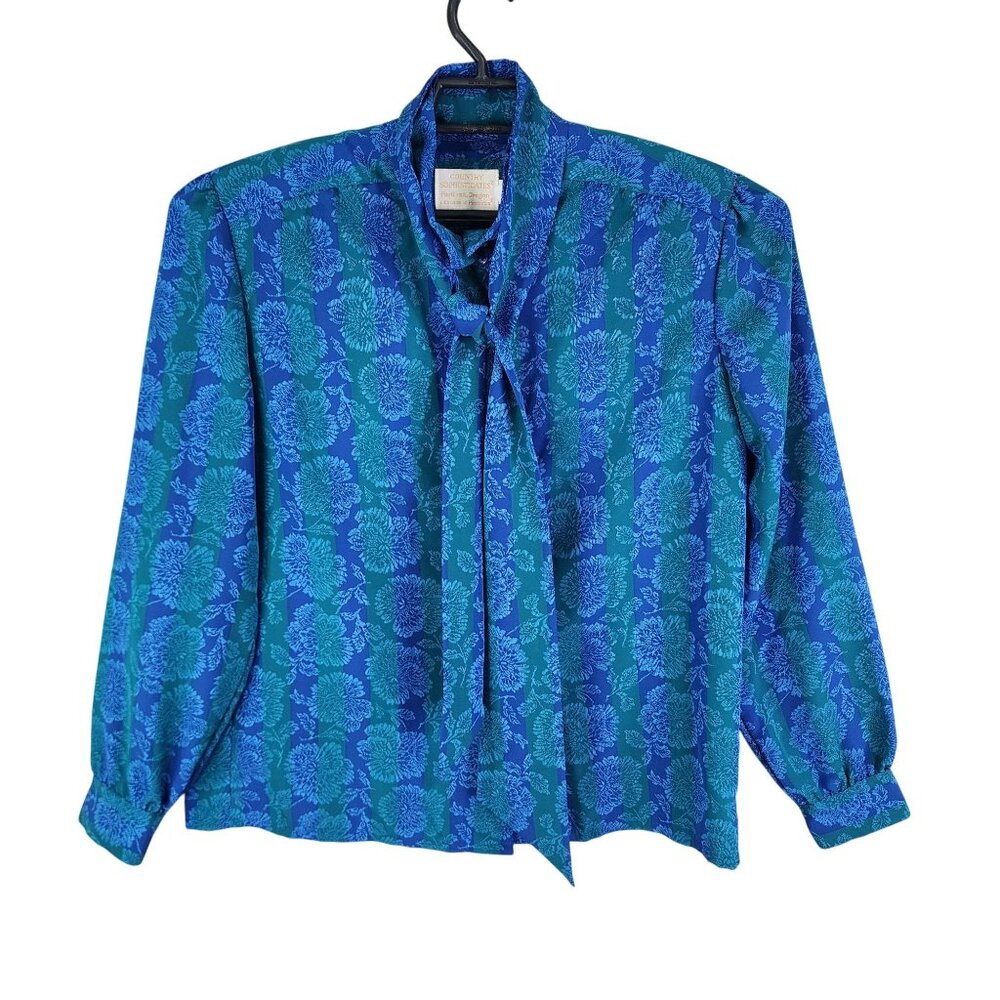 Womens 2 Pc Vintage Country Sophisticates Pendleton Floral Shirt & Scarf Tie XL